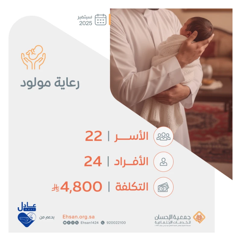 صرفت الجمعية شهر سبتمبر رعاية مولود