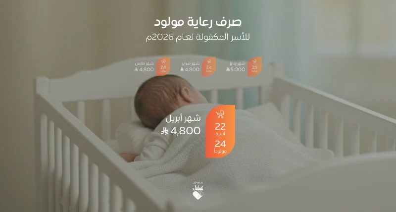 صرفت الجمعية دعم 24 مولودًا ضمن مشروع رعاية مولود لشهر أبريل 2026